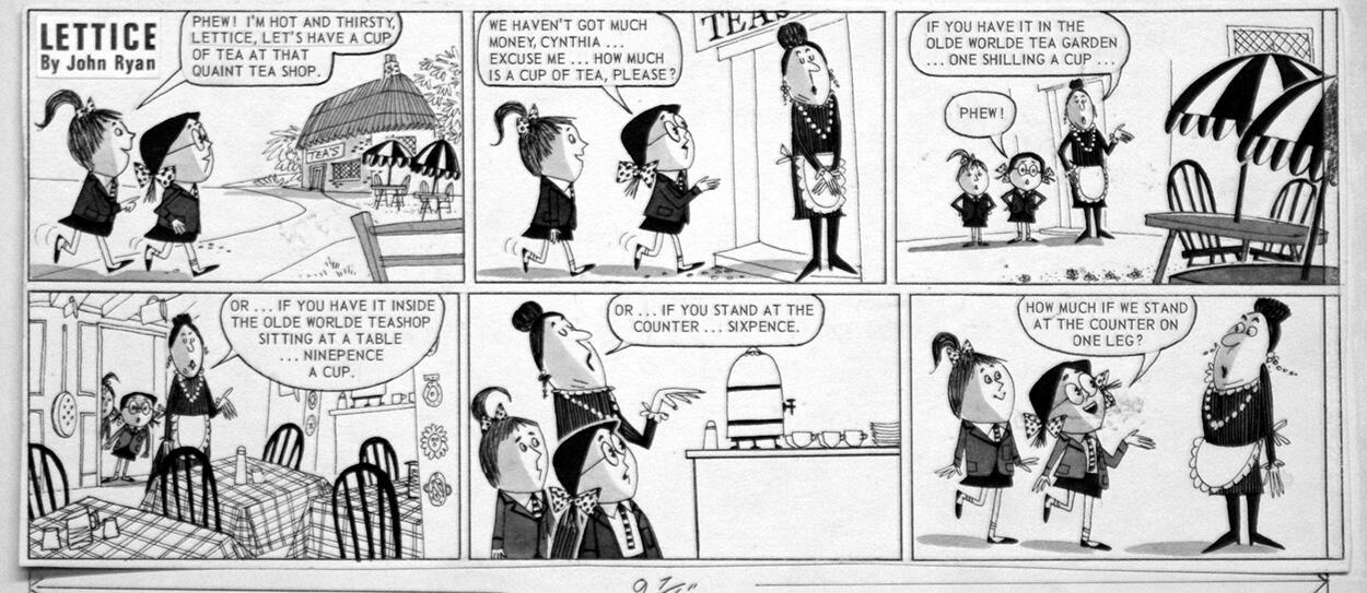 Lettice Leefe: The Price of a Cuppa art by John Ryan