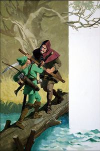 Robin Hood Battles Little John art by Severino Baraldi