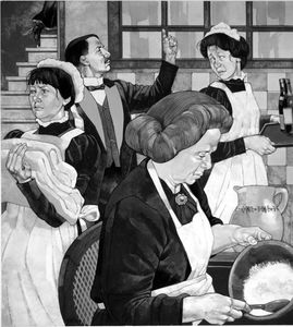 Upstairs Downstairs art by Richard Hook