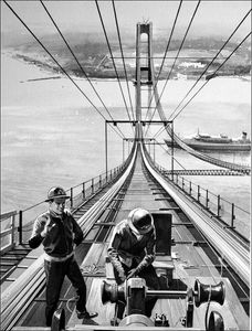 Building a Suspension Bridge art by Bill Lacey