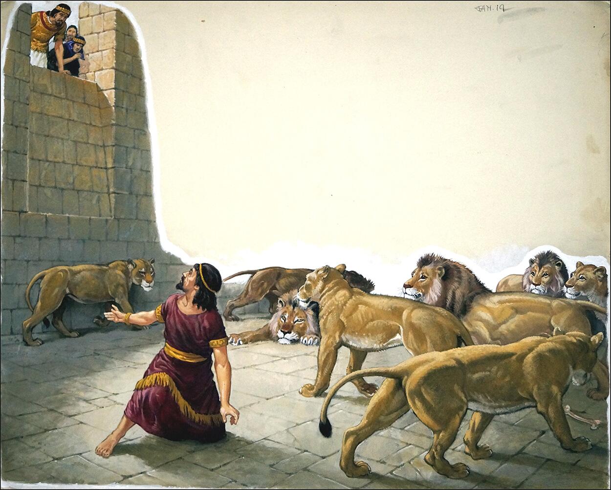 Daniel in the Lion's Den art by Clive Uptton