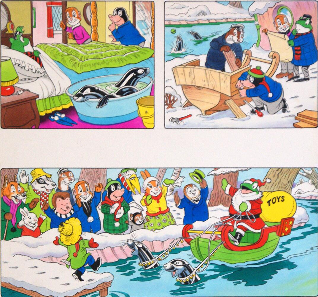 Mr Toad and his Present Boat art by Peter Woolcock