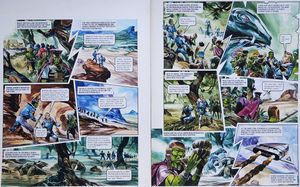 Giant Reptiles from 'Civil War in Daveli' (TWO pages) art by Gerry Wood