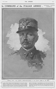 General Count Luigi Cadorna, Commander in Chief Italian Armies (original page Sphere 1915) art by Fo