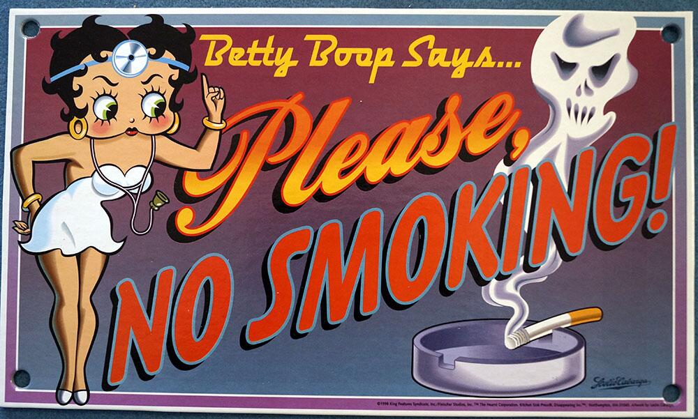 Three Betty Boop cardboard signs at The Book Palace