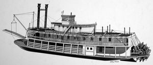 Paddle Steamer 1816 art by John J Arnold