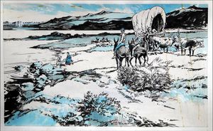 Wagon Westward: Camp art by Jesus Blasco