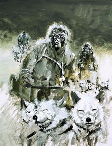 Lieutenant Cagni attempting to get to the North Pole (1899) art by Graham Coton