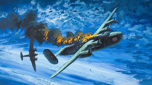 Liberator Shot Down In Flames art by Graham Coton