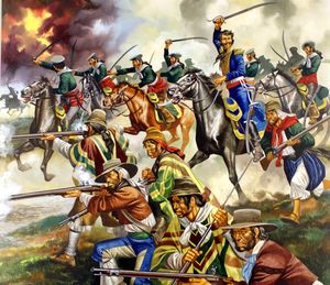 Bolivar Leads the Charge art by Ron Embleton