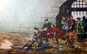 The Sergeant-at-Arms of the House of Commons beaten by the Sheriff of London art by Ron Embleton
