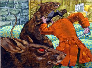 Gulliver's Travels: Voyage to Brobdingnag - Giant Rat art by Richard Hook
