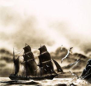 Captain Cook Arrives in New Zealand art by Oliver Frey