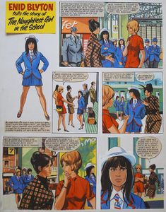 Enid Blyton's The Naughtiest Girl in the School: Miss Thomas and The New Girl (TWO pages) art by Ton