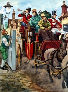 The Stagecoach Arrives (TWO pages) art by Peter Jackson