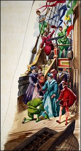 Sir Francis Drake and Queen Elizabeth I art by Peter Jackson