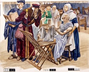 Once Upon a Time... Doctors and Hospitals in Tudor times art by Peter Jackson