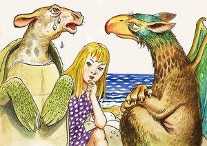 The Mock Turtle in tears: Alice in Wonderland 58 art by Philip Mendoza