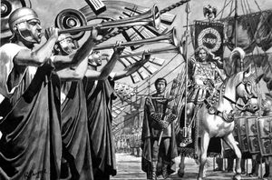 Caligula Crossing the Bay of Baiae art by Roger Payne