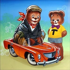 Teddy Bear: Brand New Cadillac art by William Francis Phillipps
