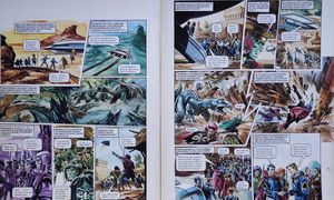 Rampaging Monsters from 'Civil War in Daveli' (TWO pages) art by Gerry Wood