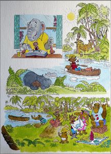 Meanwhile…Back In The Jungle  (FOUR pages) art by Peter Woolcock