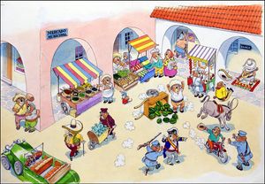 Mexican Market Madness art by Peter Woolcock