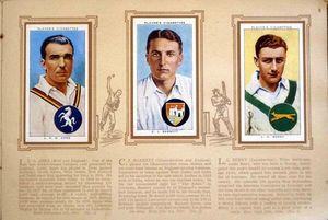 Complete Set of 50 Cricketers (1938) Cigarette cards in album (1938) by Various