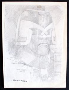 John M. Burns Judge Dredd Sketch art by John M Burns