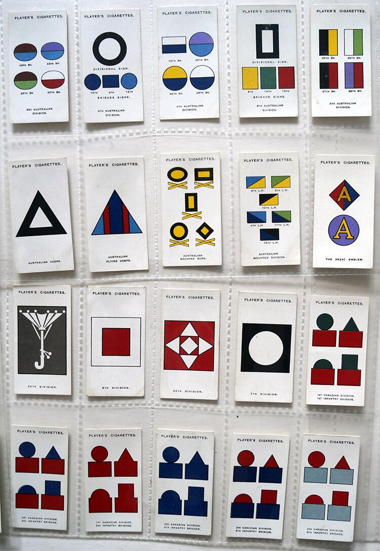Complete Set of 100 'Army Corps and Divisional Signs: 1914 - 1918 (#51 - #150)' John Player & Sons Cigarette Cards (1925)
