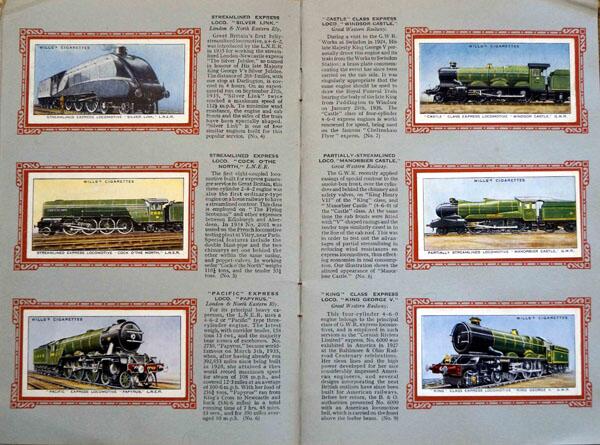 Complete Set of 50 Railway Engines Cigarette cards in album (1936) by Various