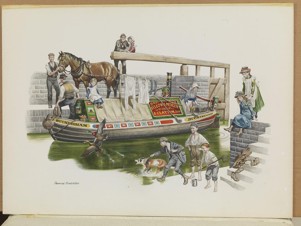 Horse Drawn Vehicle Series - The Horse Drawn Barge art by Ron Embleton
