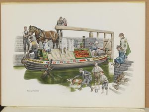 Horse Drawn Vehicle Series - The Horse Drawn Barge art by Ron Embleton