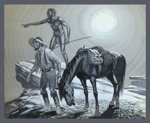 Edward Eyre 1841 Adelaide to Albany art by Ron Embleton