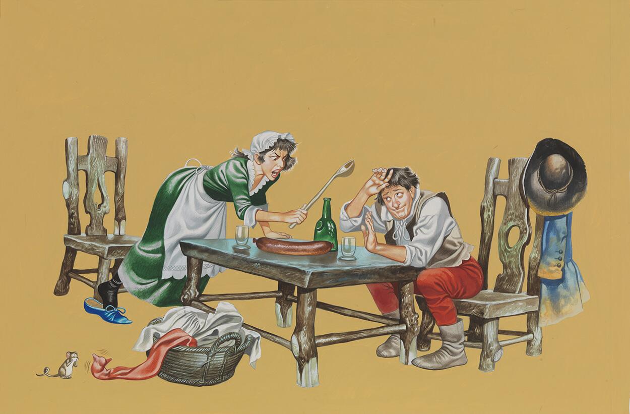 The Ridiculous Wishes: Wife Scolds Husband art by Ron Embleton
