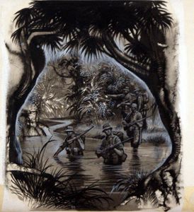 ANZAC troops in the Jungle art by Ron Embleton