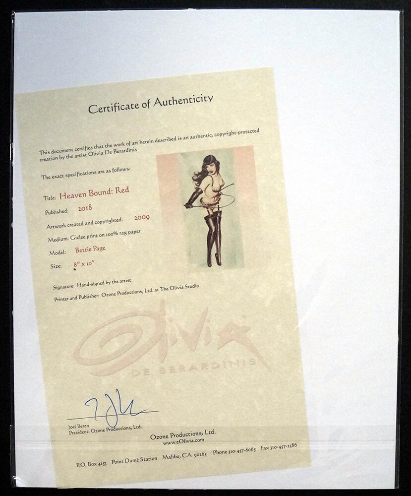 Certificate of authenticity art by Olivia (de Berardinis)