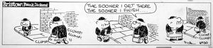 Bristow daily newspaper strip: The Sooner I Get There art by Frank Dickens