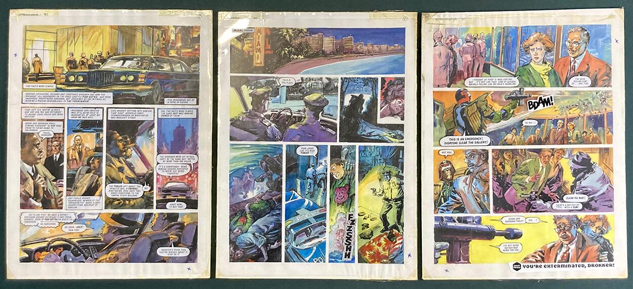 The Exterminator - Judge Dredd Art Pages from Prog 924 (THREE pages) art by Emilio Frejo