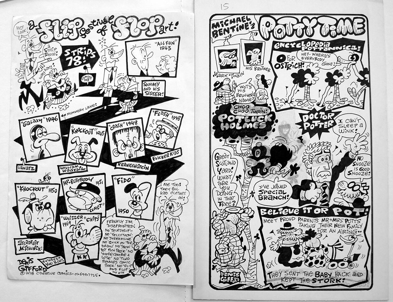 Four Joke Comic Pages art by Denis Gifford