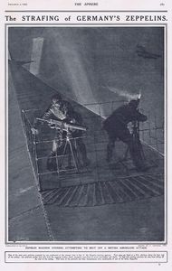 Zeppelin Machine Gunners Fighting off an RFC attack 1916 (original page The Sphere 1916) art by Fort