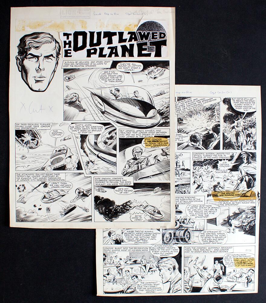 Captain Condor & The Outlawed Planet 090263 (TWO pages) art by Leslie Waller