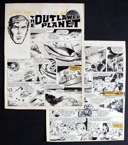 Captain Condor & The Outlawed Planet 090263 (TWO pages) art by Leslie Waller