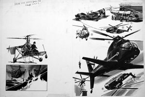 Sikorski and the History of the Helicopter art by Wilf Hardy