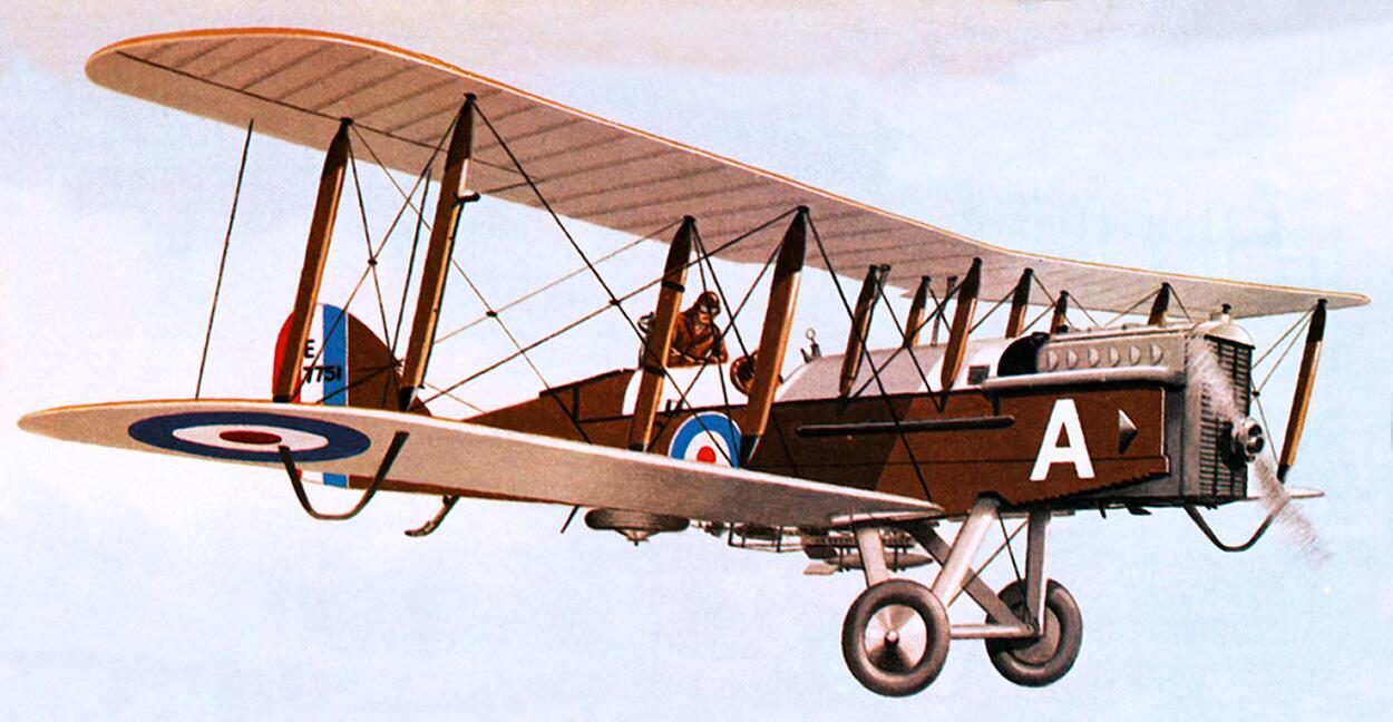 Early Days of the R.A.F.- the  DH9A light bomber art by John Keay