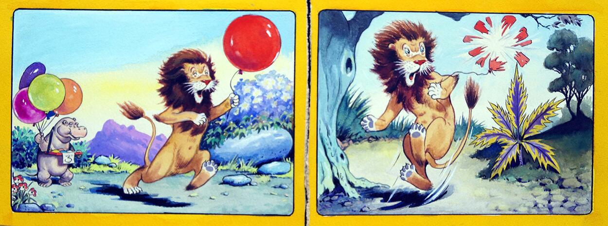 Leo The Friendly Lion - Red Balloon art by Virginio Livraghi