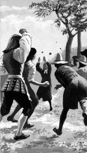 Preacher John Wesley Was Not Always Welcome art by Ralph Bruce