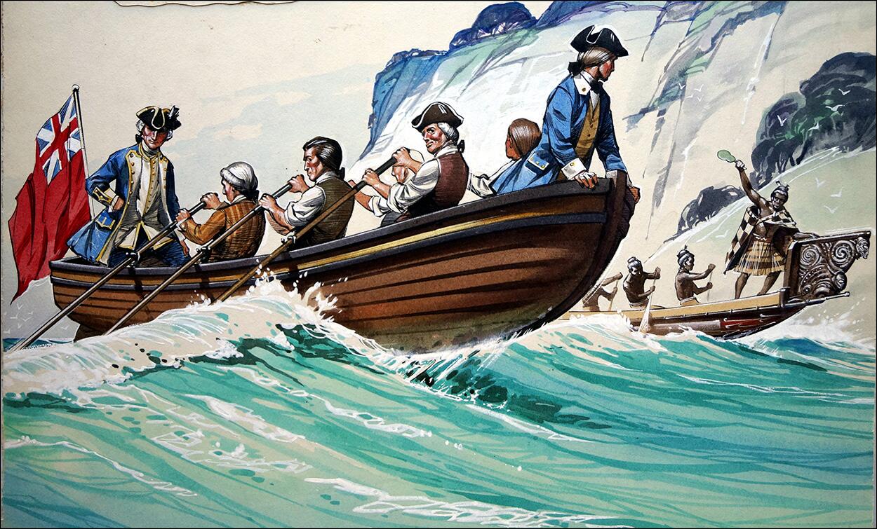 Captain Cook Lands in New Zealand art by Angus McBride