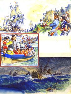 Scrapbook of the British Sailor: Victory at Vigo Bay art by Eric Parker