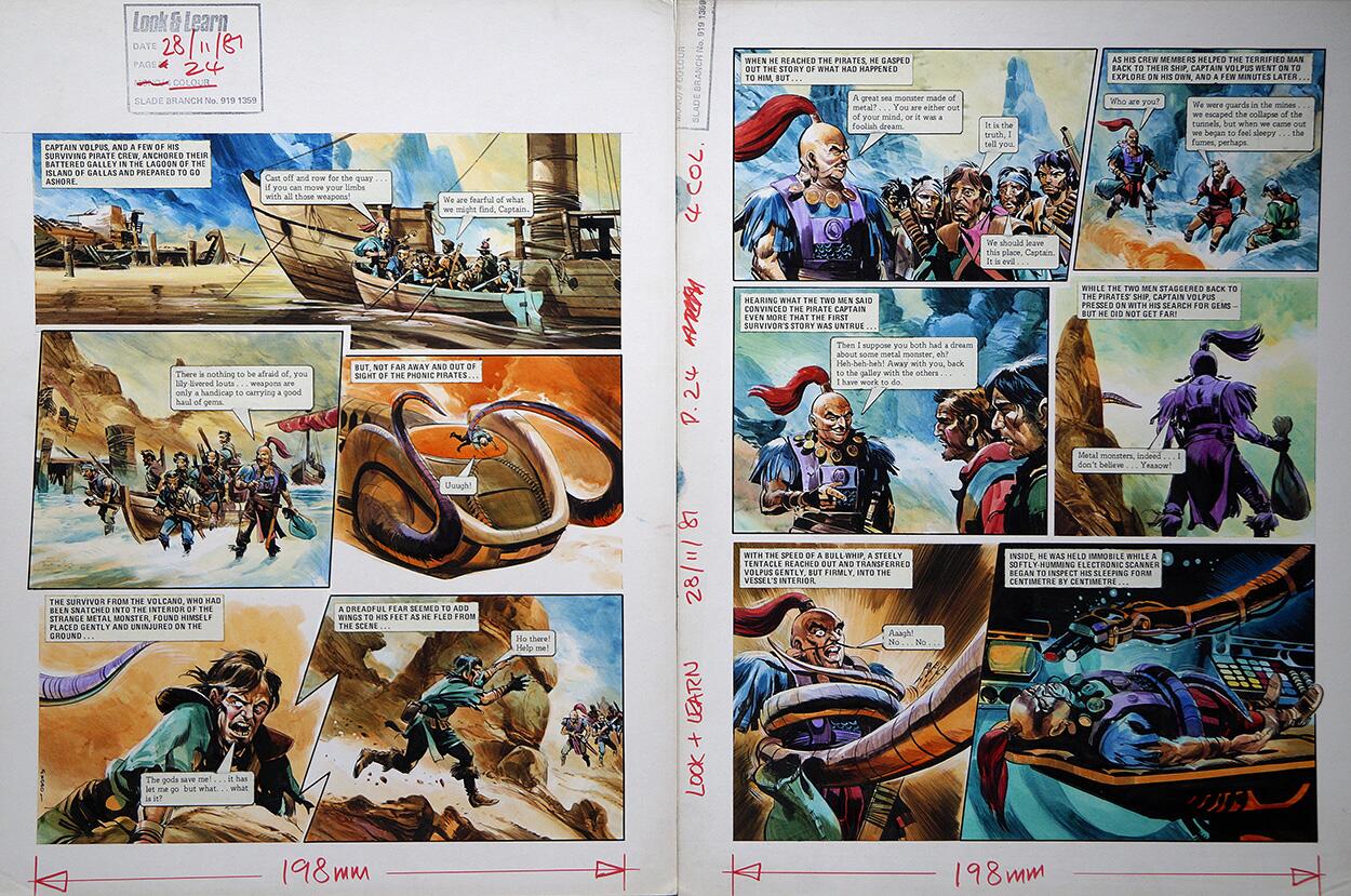 Tentacle Abduction from 'The Metal Monster' (TWO pages) art by Gerry Wood